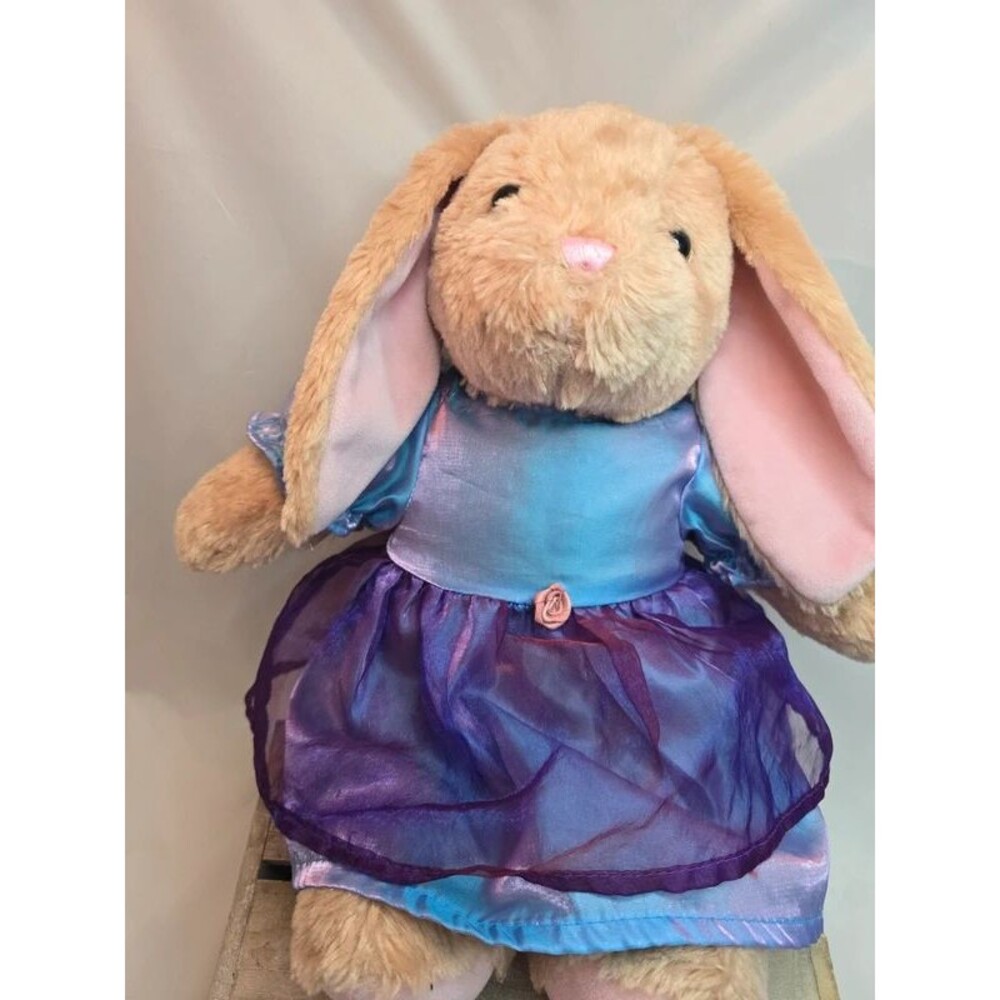 Build A Bear Pawlette Bunny Rabbit Plush Purple Blue Dress Stuffed Animal